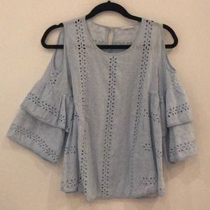 Cirana Eyelet Baby Blue Blouse- XS